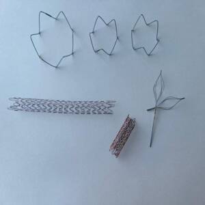 Close-up view of nitinol braid structure for medical devices